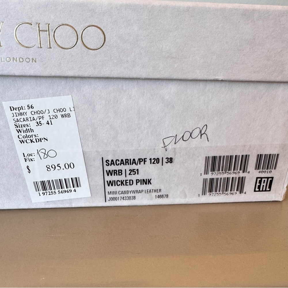 Jimmy Choo Sacaria 120 Pink Metallic Platform Sandals EU 38 Block Heel NWT - Picture 10 of 15
